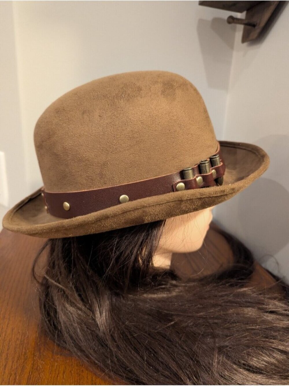 Steampunk Hat with gears Chain & Ammo, Brown bowler hat Renaissance Unisex OS - Picture 7 of 11